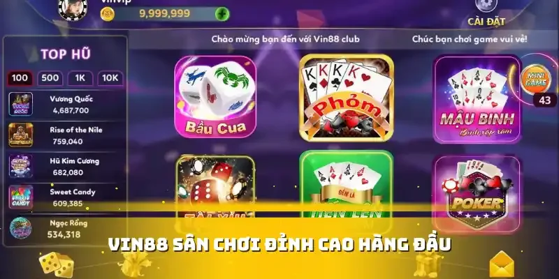 Vin88 sân chơi đỉnh cao hàng đầu 